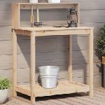 vidaXL Маса за разсаждане с рафтове, 82, 5x50x109, 5 см, бор масив (832407)