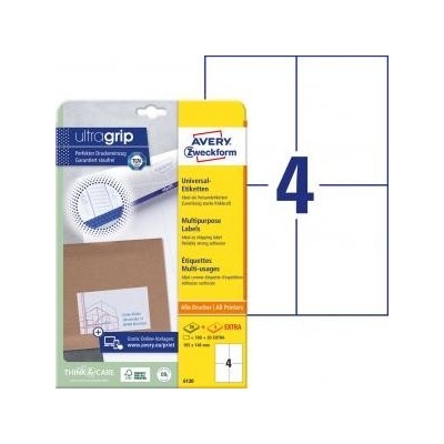 Etikety univerzálne 105x148mm Avery A4 25+5 hárkov