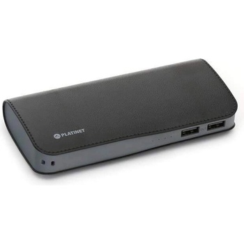Platinet Power Bank Leather 11000 mAh - външна батерия с 2 USB изходa за таблети и смартфони (черен)