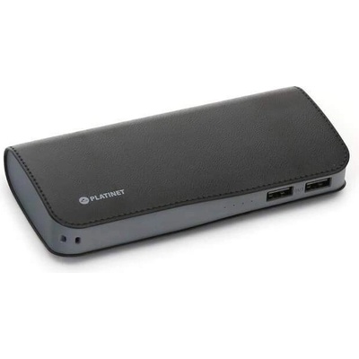 Platinet Power Bank Leather 11000 mAh - външна батерия с 2 USB изходa за таблети и смартфони (черен)