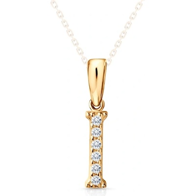 SAVICKI Висулка с буква i savicki: жълто злато, цирконии