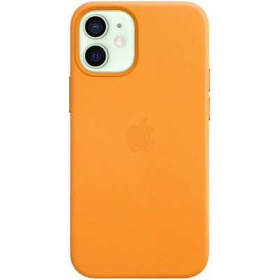 Apple iPhone Leather Case with MagSafe - оригинален кожен кейс (естествена кожа) за iPhone 12 Mini (жълт)