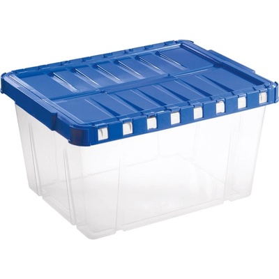 Tontarelli Úložný box s otevíracím víkem Linea Doeble 8034556AS1 29 l transparent sv.modrá