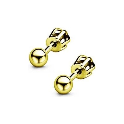 Nubis zlacené stříbrné šroubovací náušnice kuličky NB-3562-03