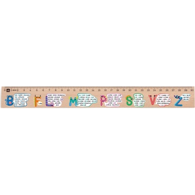 Metrie Didakt-M09 Dřevěné pravítko s potiskem Vajmenovaná slova 30 cm