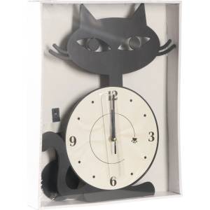 Chomik Стенен часовник с махало котка 37x25, 5x3, 8cm черно-бял 80962 (ZEG6508)