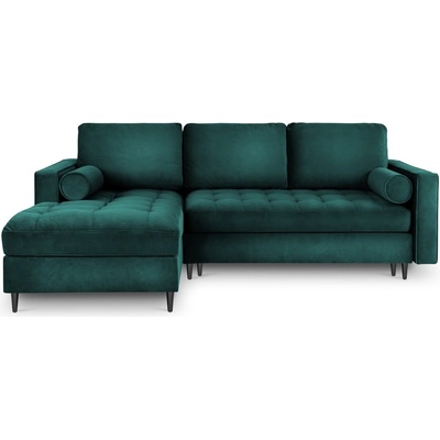 Milo Casa Ъглов разтегателен диван от кадифе в петролено зелено, ляв ъгъл Santo - Milo Casa (MIL_LCF_44_A3_SANTO7)