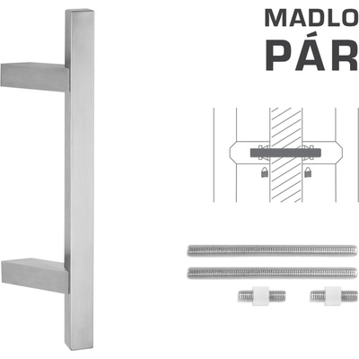 FT - MADLO kód K31Z 25x25 mm UN pár Rozteč madla: 210 mm, Dĺžka: 400 mm, Rozmer profilu madla: 25x25 mm
