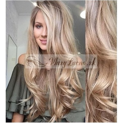 Vlnité tape-in Remy prúžky 50-53 cm 40 ks platina / svetlo hnedá
