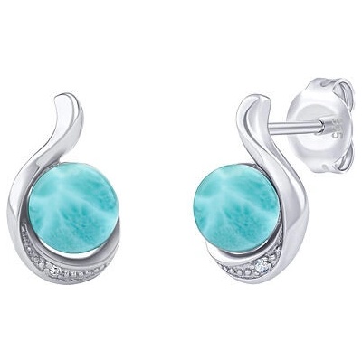 Silvego Strieborné náušnice Geonna s prírodným larimarom a Brilliance Zirconia JSTE14627LR
