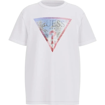 GUESS Бяла тениска с рефлектиращо лого с палми за момче Guess