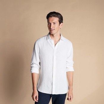 Charles Tyrwhitt Pure Linen Shirt - White - Extra Slim fit | XL Лека ленена риза Ленени