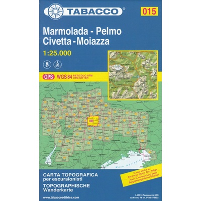 TABACCO Marmolada Pelmo Civetta Moiazza 1:25 000 turistická mapa #015