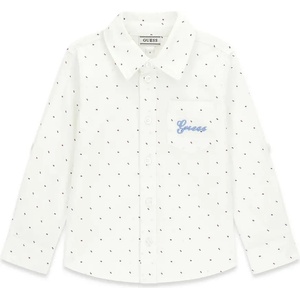 GUESS Бяла риза с дълъг ръкав с цветни детайли за мини момче Guess
