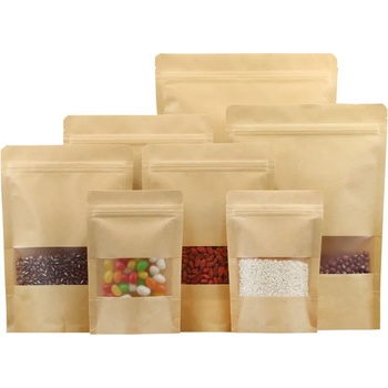 Image 1 of Стоящ хартиен плик с цип 18х29+(2х4, 5), Кафяв с прозорец