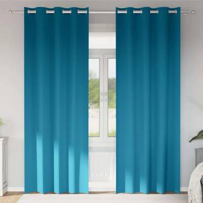 vidaXL Завеси за затъмняване с пръстени 2 pcs Тюркоаз 260 x 140 см (4107422)