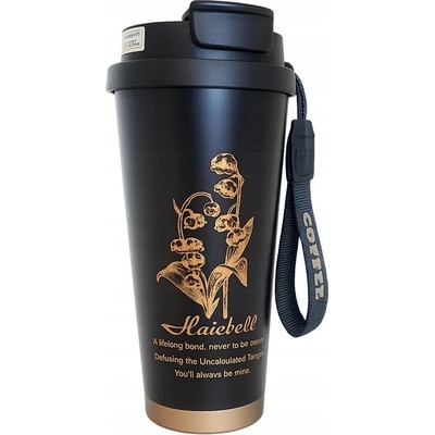 Verk 07387 termohrnek Coffee s poutkem nerez 530 ml černý