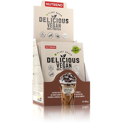 Nutrend Delicious Vegan Protein, шоколад с лешник, 5 сашета, Nutrend