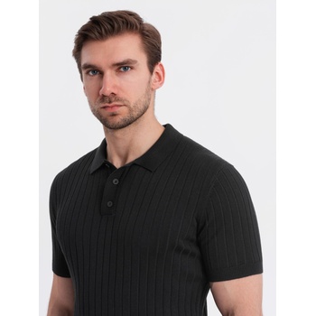 Ombre Clothing Мъжка slim fit поло риза от вискоза с вертикални ивици Ombre Clothing Ombre Clothing | Cheren | МЪЖЕ | XXL