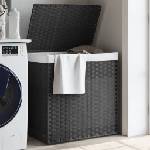 vidaXL Кош за пране с 2 секции, сив, 53x35x57 см, полиратан (372036)