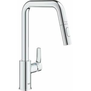GROHE Кухненски смесител Grohe Eurosmart с издърпващ се душ, гланциран хром, 2 функции (30619000)