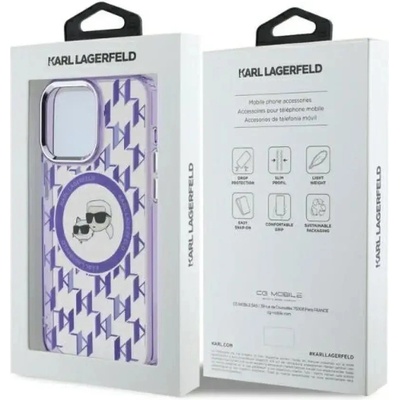 KARL LAGERFELD IML Monogram Karl & Choupette Head MagSafe Калъф за iPhone 15 Pro - лилав (3666339285180)