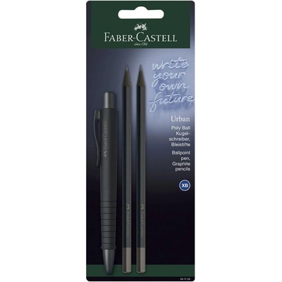 Faber-Castell Химикалка Poly Ball Urban, с 2 молива, черни (1005220194)