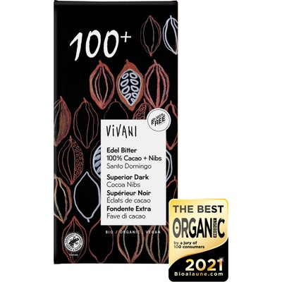VIVANI hořká 100% s kousky kakaa 80 g