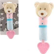 Teddies Pískátko/hryzátko medveď plyš 23cm béžovej na karte v sáčku