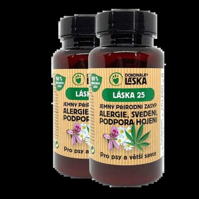 Dokonalá láska Láska 34 zásyp alergie svědění podpora hojení jemný přírodní zásyp pro psy 180 g