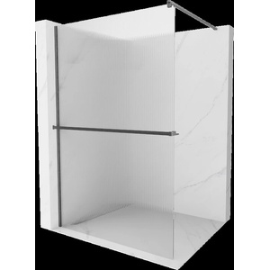 Mexen Kioto+ душ параван със стъклена полица Walk-in 110 x 200 см, ивици, четкано оръжейно сиво - 800-110-121-66-09 (800-110-121-66-09)