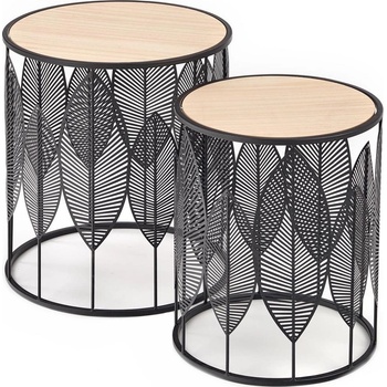 Halmar К-кт 2x Масичка за кафе FOLLA Ø 33/40 см черен (HA0062)