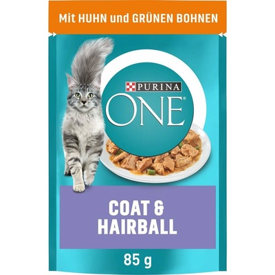 Purina ONE Coat und Hairball s kuřecím masem a zelenými fazolkami 24 × 85 g