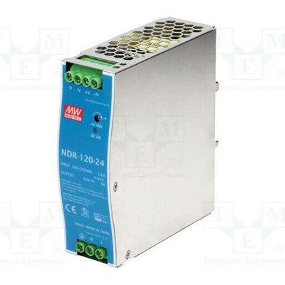 MEAN WELL NDR-120-24 Napájecí zdroj: spínaný; na lištu DIN,slim; 120W; 24VDC; 5A; OUT: 1