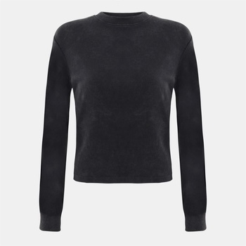I Saw It First Фланелка с дълъг ръкав I Saw It First Washed Rib Long Sleeve Top - Grey