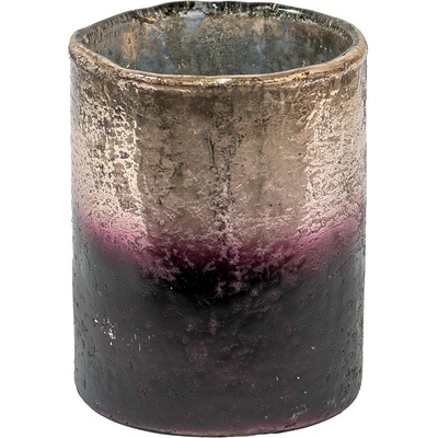 Fialovo-bronzový antik skleněný svícen - Ø 9*11 cm - Clayre & Eef