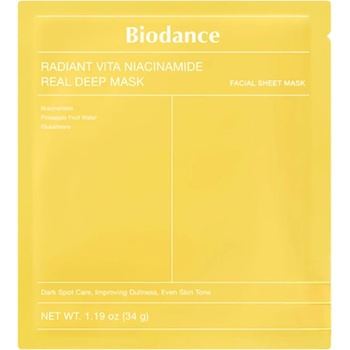 Biodance Radiant Vita Niacinamide Real Deep Mask - Хидрогелна маска за сияние на кожата 1бр/34г