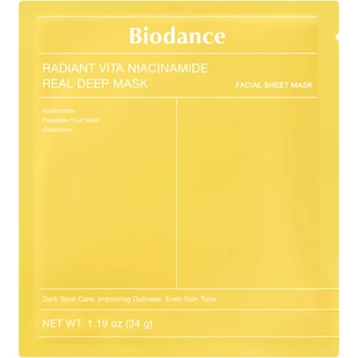 Biodance Radiant Vita Niacinamide Real Deep Mask - Хидрогелна маска за сияние на кожата 1бр/34г