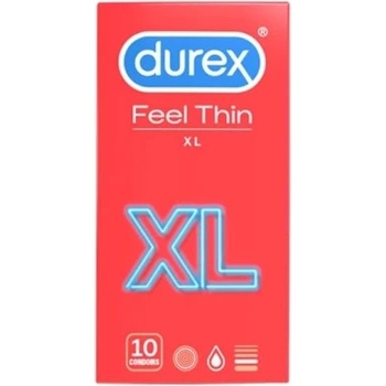 Durex 10 бр. Тънки, широки презервативи Durex Feel Thin XL