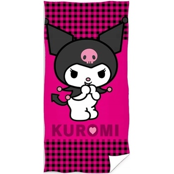 Carbotex plážová osuška Kuromi motív malý diablik 70 x 140 cm