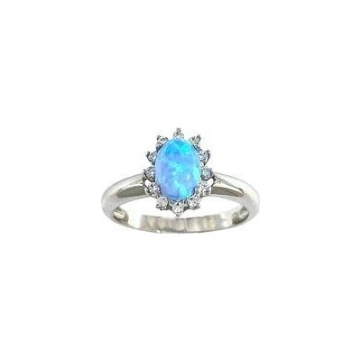 Infinitysilver Stříbrný prsten s modrým opálem a zirkony KR247OpM55