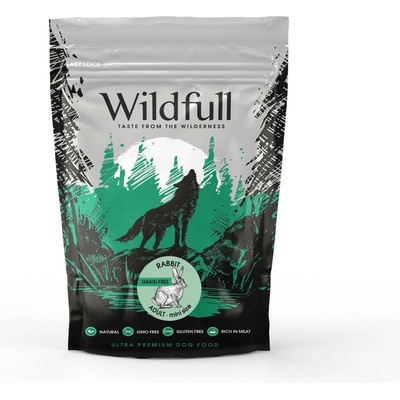 Wildfull dog rabbit mini size - Пълноценна суха храна за израснали кучета от мини породи, без зърно, със заешко месо, 500 гр