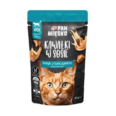 PAN MIŠKO Kousky v omáčce krůta s tuňákem krmivo pro kočky 85 g