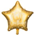 Party Deco Фолиев Балон Звезда "Happy Birthday", Златно (FB93-019)