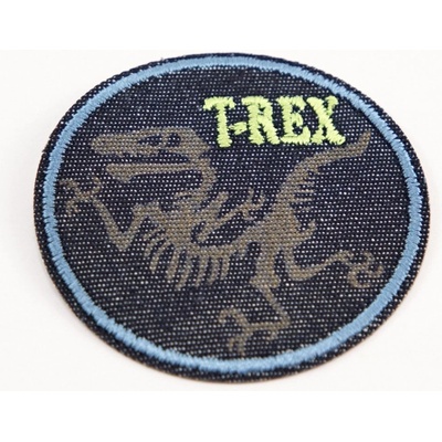 Nažehľovacia záplata - T-REX - červená, žltá - priemer 5,5 cm T-REX - zelená