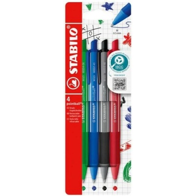Sada guľôčkových pier STABILO pointball colorful 4 ks