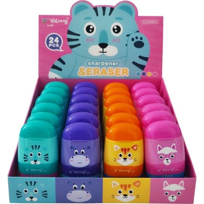 Острилка двойна с гума животни yl241605