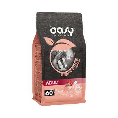 Oasy Dry Cat Grain Free Adult - Премиум суха храна за израснали котки, без зърно, с пуешко, плодове и зеленчуци, 7.5 кг