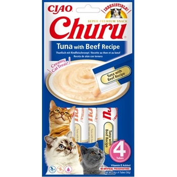 INABA Churu лакомство за котки с вкус на риба тон и говеждо месо 4x14g