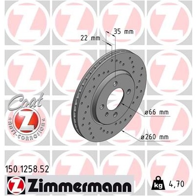 ZIMMERMANN Brzdový kotúč 150125852